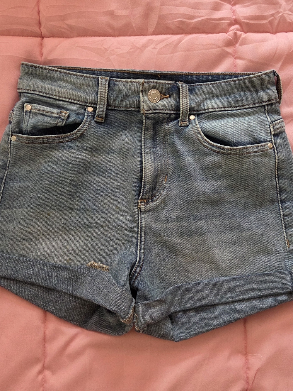 Guess Light Blue Rolled-Hem Denim Shorts
